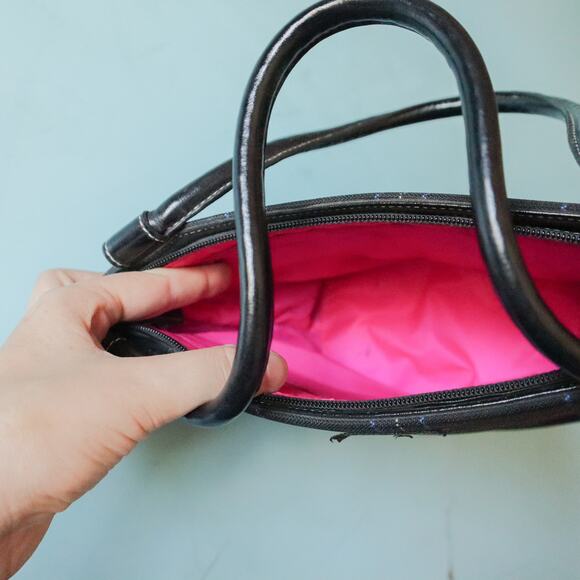 Kate Spade Vintage 90s Black Plaid Top Handle Boxy Tote Purse - Picture 6 of 9